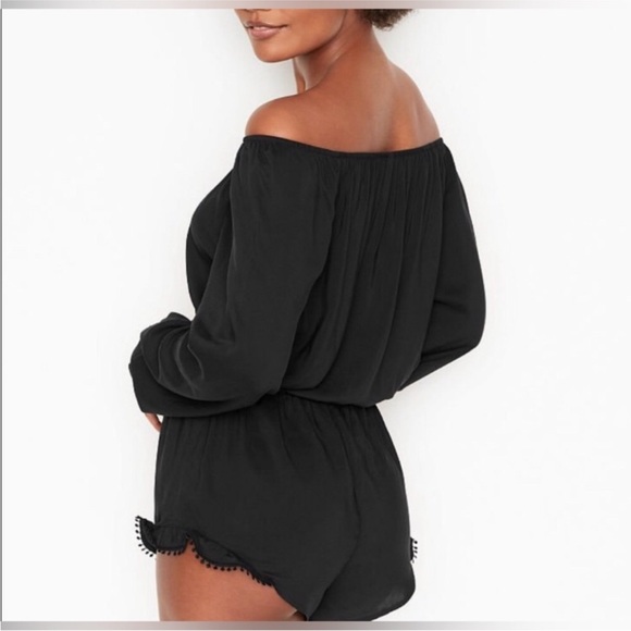 Victorias Secret Rayon Romper off shoulder Jumpsuit Swimsuit Coverup size m - Picture 4 of 14